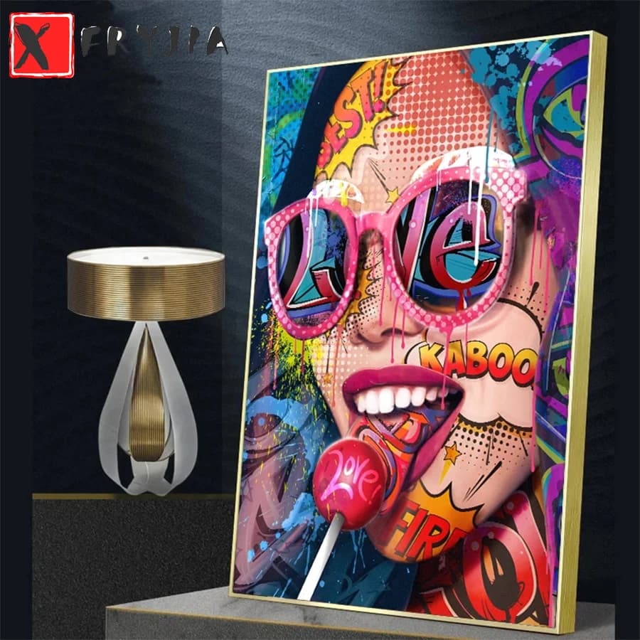 Pittura diamante Pop Art Graffiti Ragazza Ritratto Arte 5d Diamante Ricamo Display completo Diamante Mosaico Decorazione punto croce
