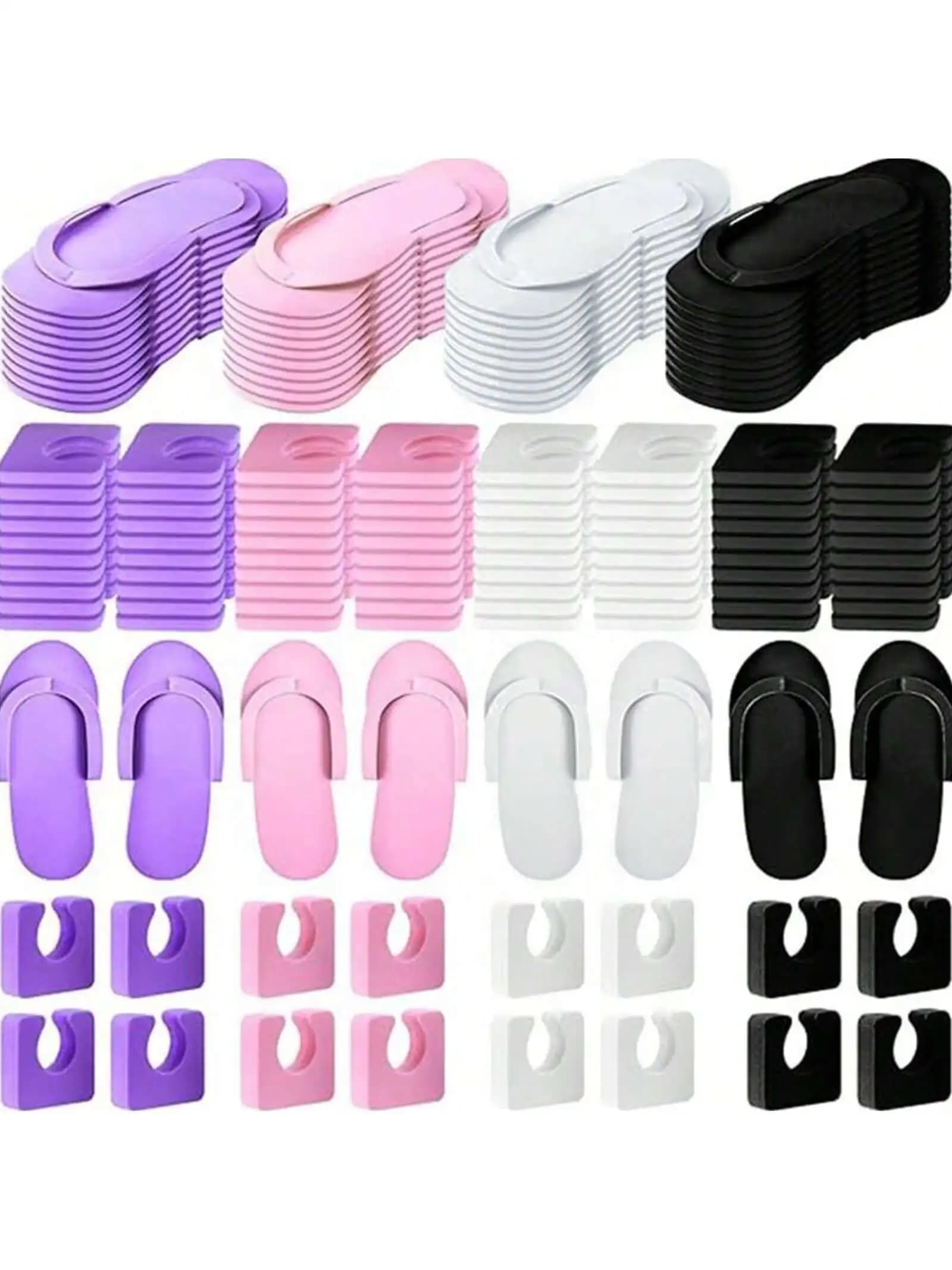 10Pairs Disposable Pedicure Slippers and Toe Separators Kit 10 Toe Separators for Women Nail Hotel Salon Spa Party
