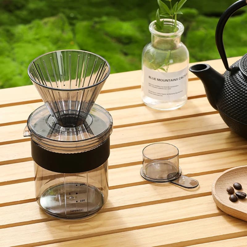 OANKR Caffettiera portatile 3 in 1 da 1-2 tazze, filtro da caffè, tazza e cucchiaio, filtro gocciolatore da caffè riutilizzabile per campeggio