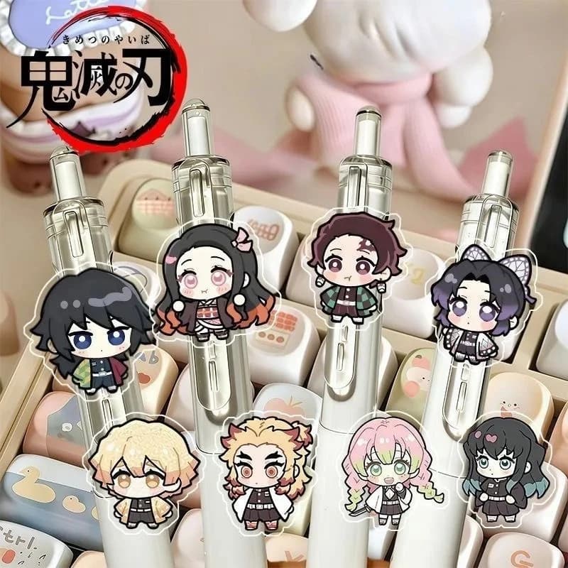 Hot New Demon Slayer Series Click Pen Quick-Drying Gel Pen Stylish Student Exam Practice Anime Merchandise