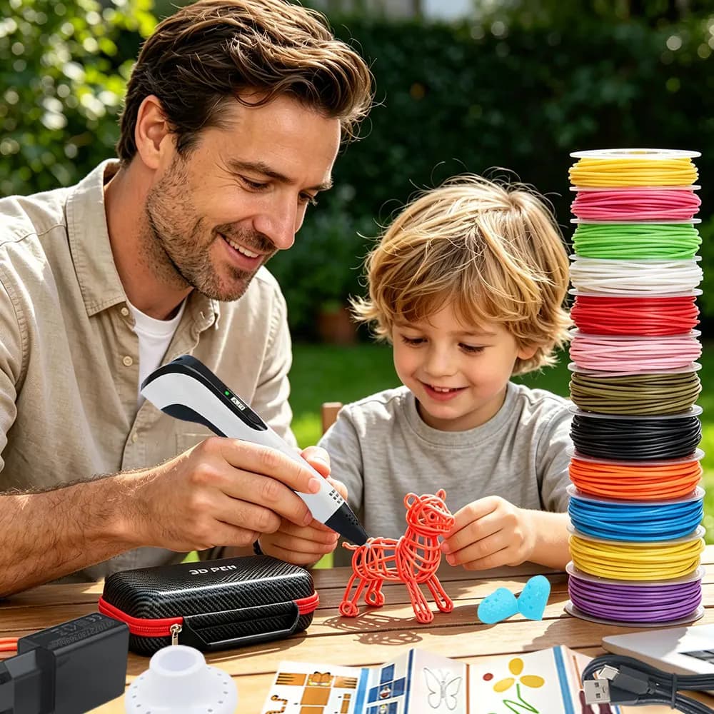 High Quality Popular 3D Printed Pen For Kids With Power Adapter LCD Display Travel Case PLA Filament Birthday Christmas DIY Gift