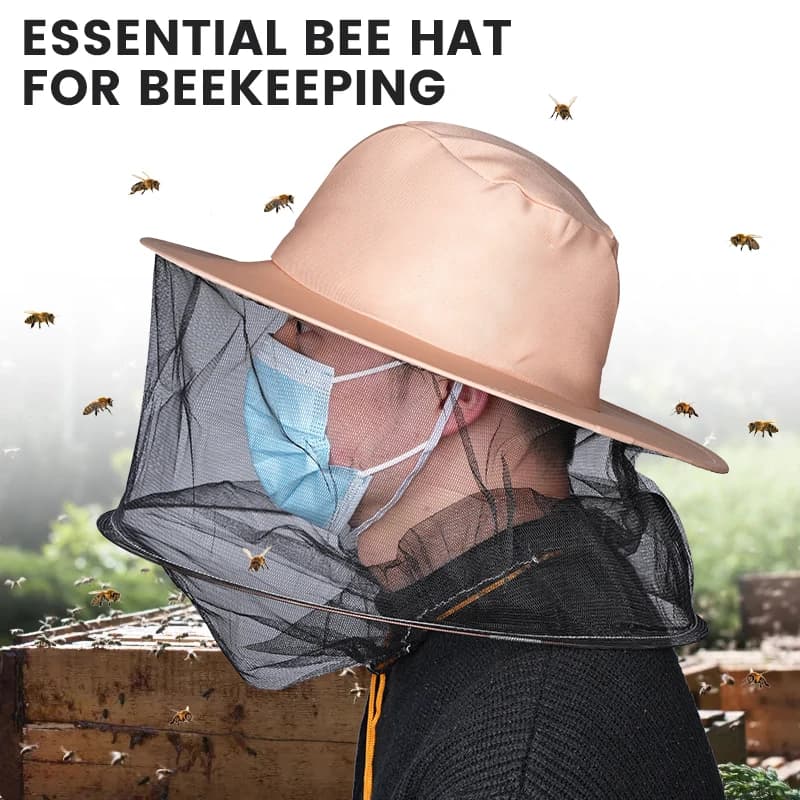 Cappello Protettivo per Apicoltura, Rete Anti-insetti e Anti-mosche, Protezione per Testa e Viso, Attrezzatura per Apicoltori