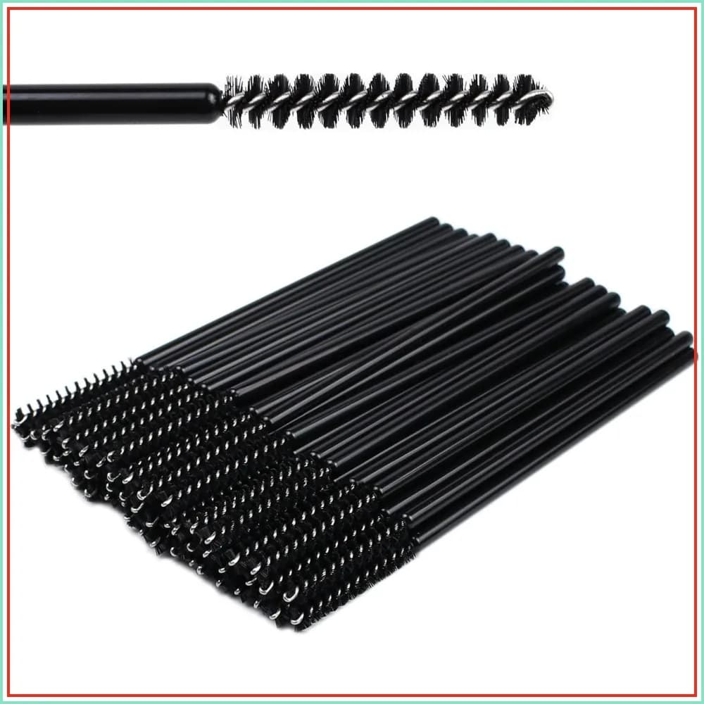 50 mini disposable applicators for mascara, micro eyelash brushes, eyebrow spools, makeup applicators