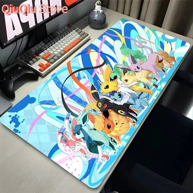 Tappetino per mouse da gioco All Eeveelutions Anime Graffiti, tappetino da scrivania impermeabile e antiscivolo