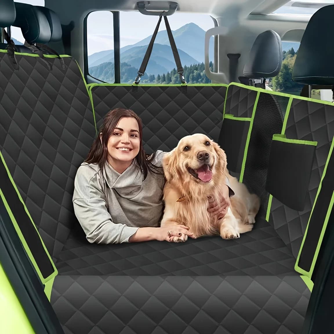 Estensore per sedile posteriore per cani, coprisedile pieghevole per auto con fondo rigido per sedile posteriore, ampio spazio, amaca per cani per viaggi in auto, materasso antiscivolo impermeabile per auto, SUV, camion