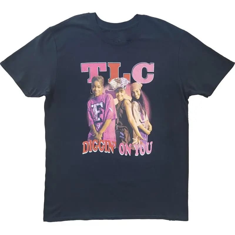 Maglietta vintage TLC Diggin On You in cotone pesante nera S 234XL MM747