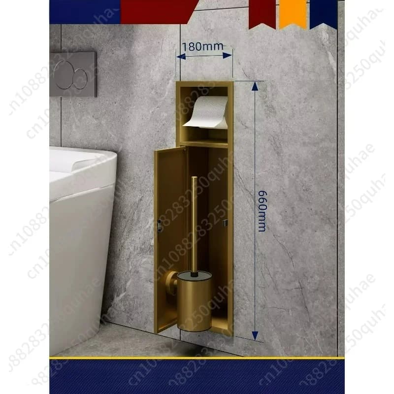 2 in 1 Stainless Steel Recessed Niche, Toilet Paper Holder & Toilet Brush Holder