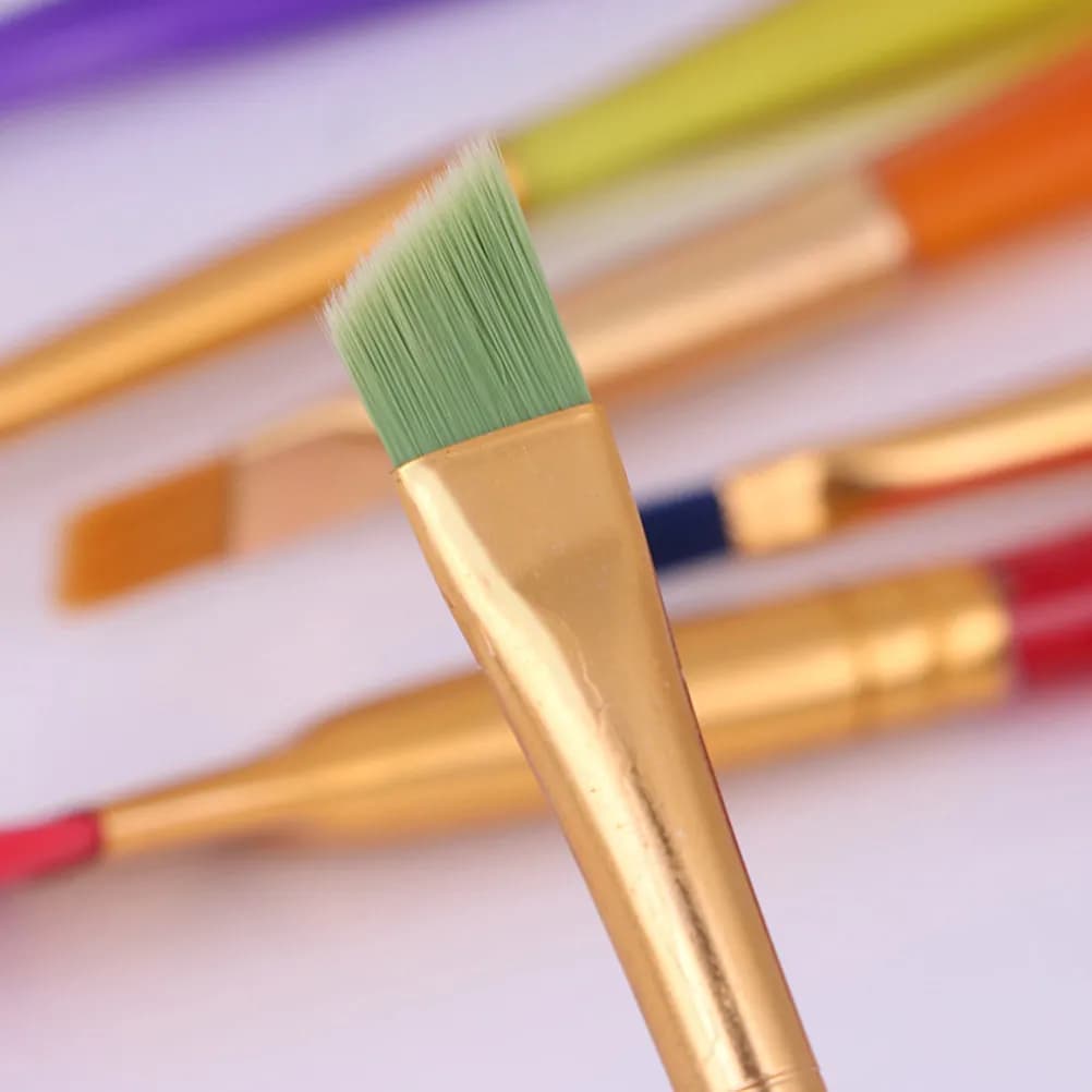 6Pcs Oil Paint Brush Set Durable Metal Tube Colorful Children Brushes Beginner Kids Paint Brush Set for Painting Practice