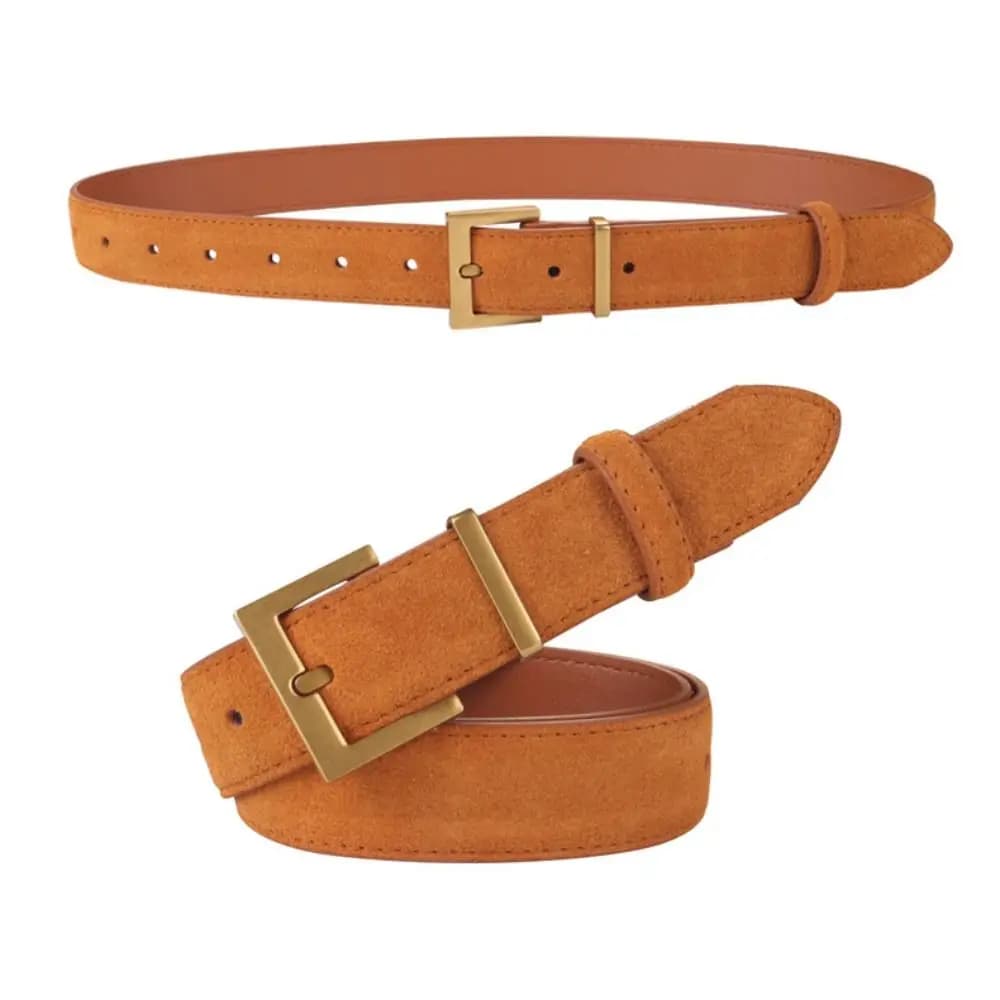 Cintura in Pelle Scamosciata di Lusso dal Design alla Moda, Versatile e Trendy, in Pelle Bovina Opaca, Cintura Casual e Business, Regalo Perfetto
