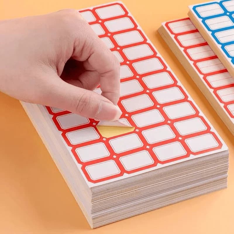 40Pcs/Sheet Blank Self-Adhesive Name Tag Stickers 2.9x2cm With Red Border For Office School Home Storage, 55 Sheets/Pack Style 401