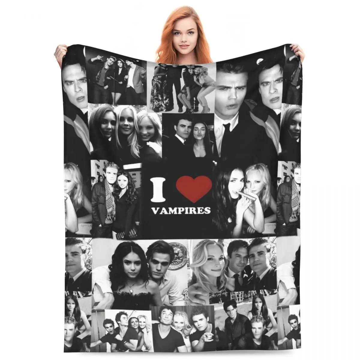 Custom Ultra-Soft Fleece The Vampire Diaries Throw Blanket Warm Flannel Blankets for Bedroom Travel Sofa Quilt