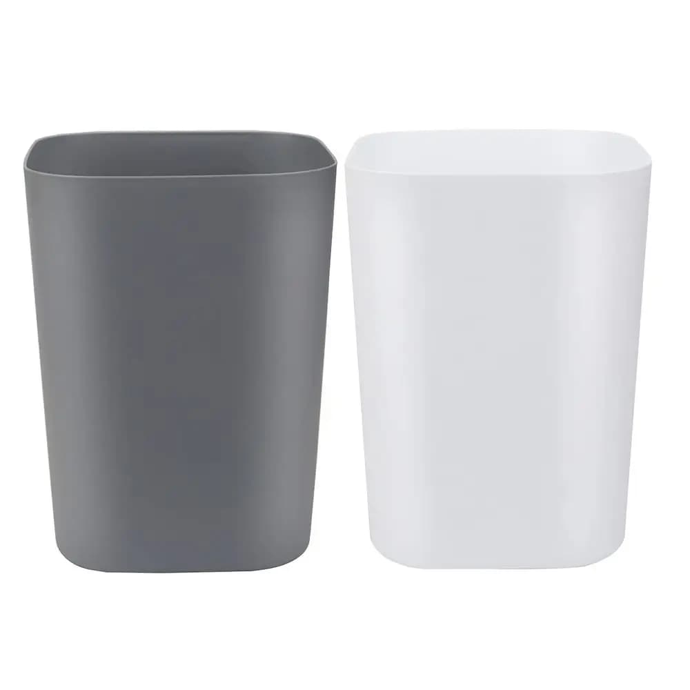 2 Gallon Dual-Tone Wastebasket Set for Home: White & Gray, Ideal for Bathroom, Bedroom, Kitchen