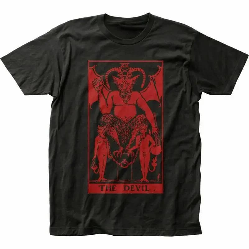 Maglietta Tarot The Devil da uomo con licenza ufficiale Pop Culture Classic Card New Black