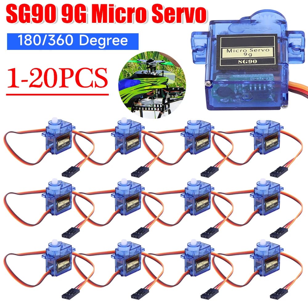 Micro servomotore SG90 9G per aereo giocattolo per auto RC 180/360 ° Micro servomotore ad ala fissa per aereo con elicottero RC