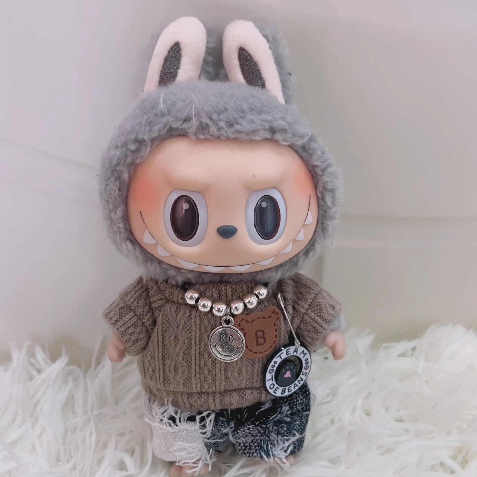 Labubu Doll Clothing Trendy Hoodie Set 17cm Plush Doll Clothing Replacement Labubu I II Idol Doll Sitting Party Accessories