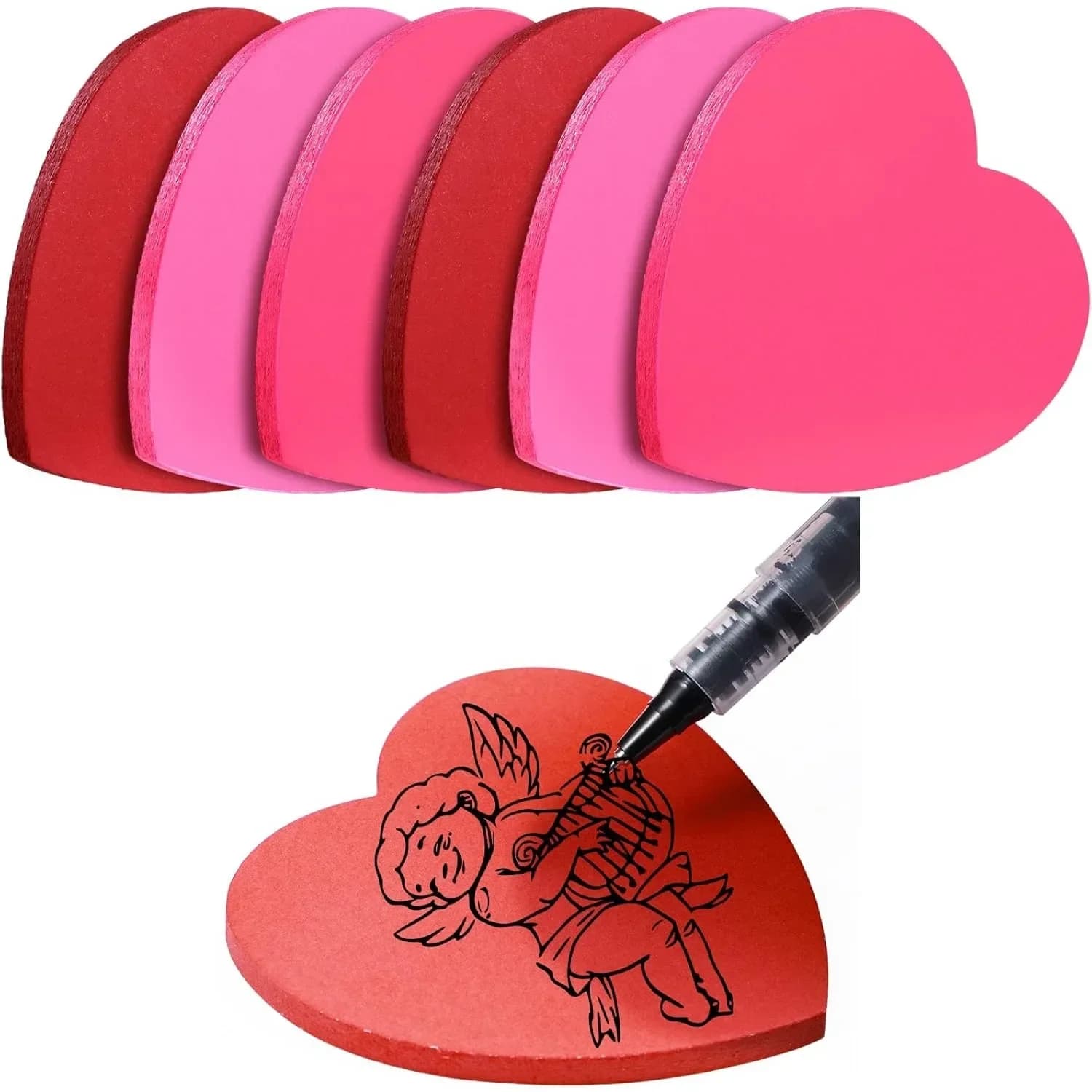 Note adesive carine a forma di cuore Adesivi memo per blocco note con cuore rosa appiccicoso divertente carino 300 pezzi