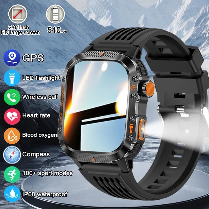 2025 New Military Sports Watch Smart 1000Mah Battery Called Vocal GPS Track 5ATM Sports Waterproof Smartwatch Men