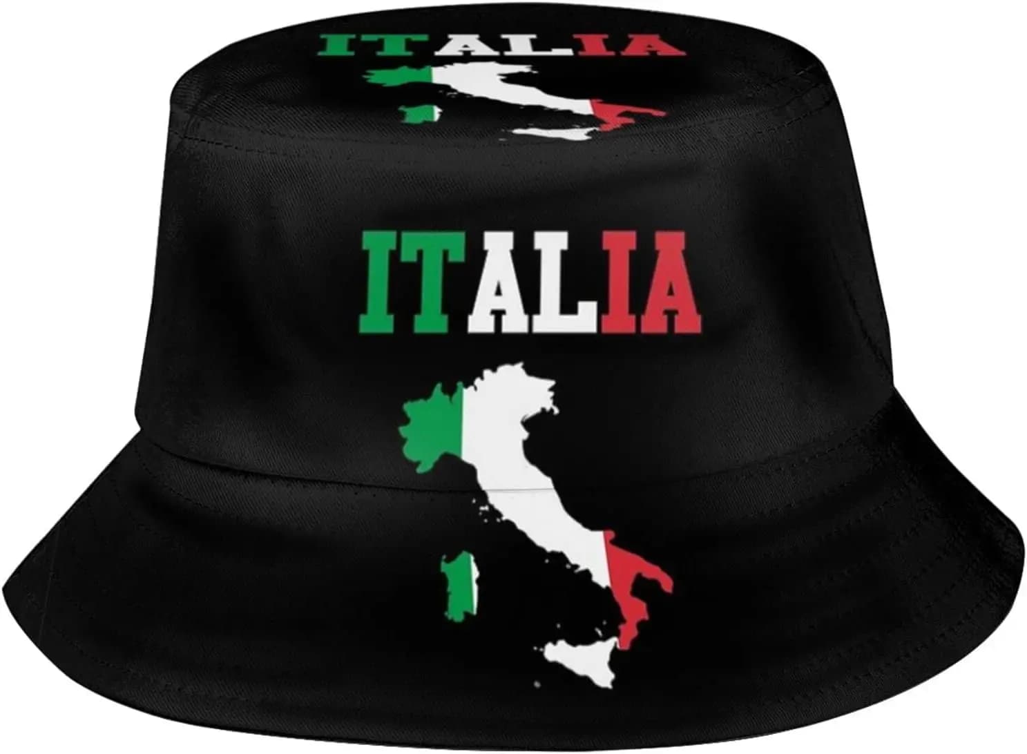 Simpatico cappello da pescatore con stampa bandiera italiana, berretto da pescatore da viaggio estivo, berretto italiano da esterno ripiegabile per donne, uomini e adolescenti