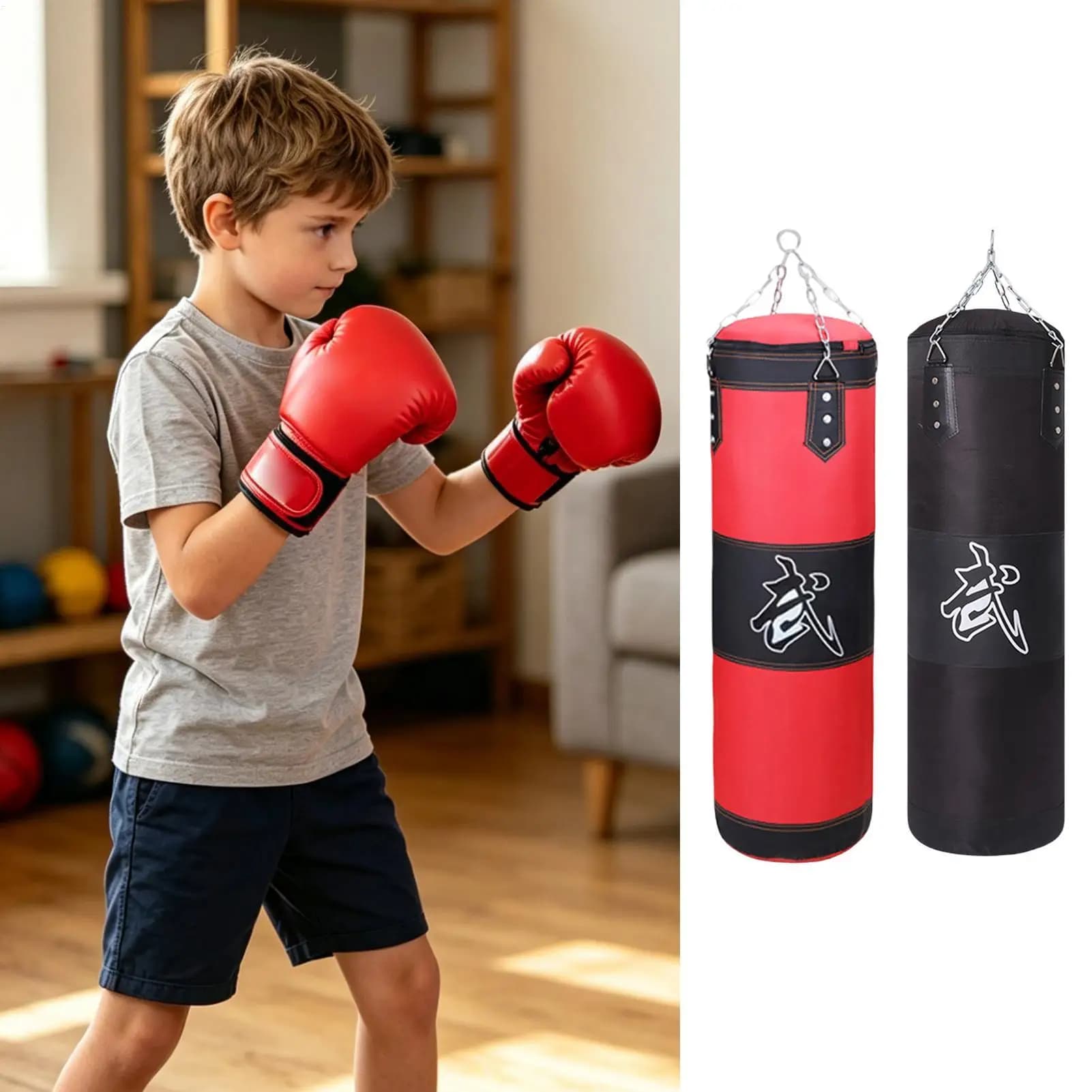 Punching Bag For Adults 80cm Heavy Duty Kickboxing Punching Bags For Men Women Home Gym Training Kids Sports Workout Exercise