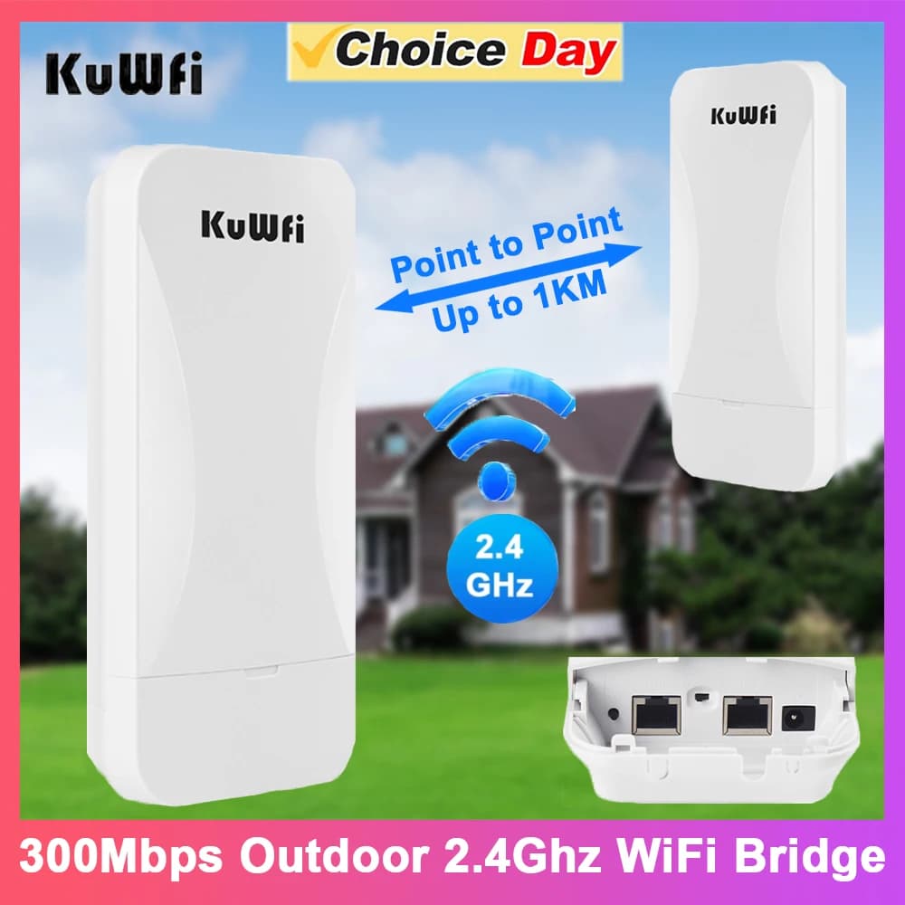 KuWfi 300Mbps Ponte CPE esterno 2.4G Wireless WiFi Bridge AP Ripetitore Modalità Amplificatore di segnale PTP PTMP Fino a 1KM WAN LAN 24V POE