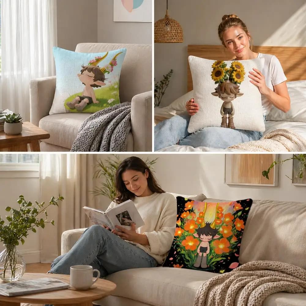 M-MEGA DREAM STUDIO Set di Federe in Lino Naturale, Decorazione Tutto-in-Uno per Divano, Camera da Letto e Sedia