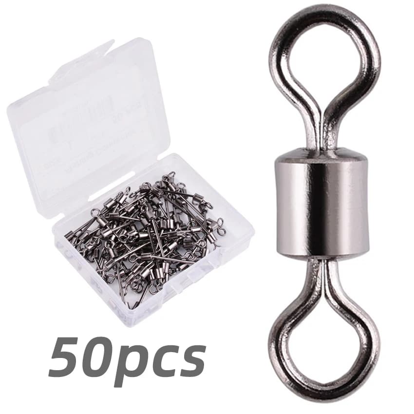 50 pcs/scand fishing rod bearing swivel swivel ring solid bait connector 11 size accessories for fishing gear tool for fish