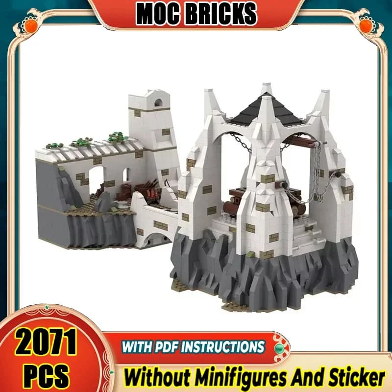 Anelli magici Moc Building Block Scena di film Illuminazione dei fari Modello Castello Mattoni Assemblaggio fai-da-te Vista stradale Giocattolo regalo