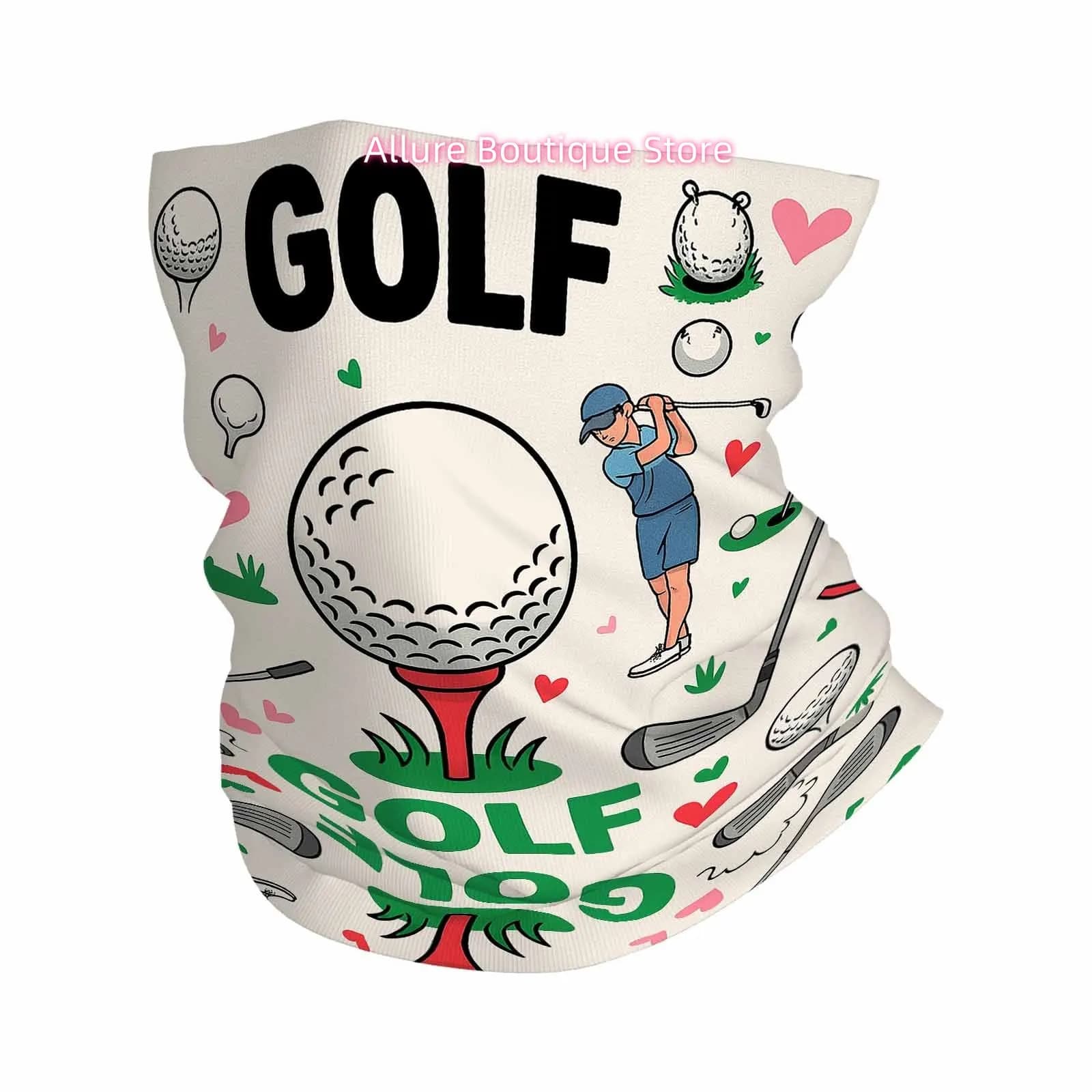 Golf, Heart Symbols, Clubs And Balls Novel Design Multi Functional Print Scarf Suitable Outdoor Men Women Unsix Mask Holiday Eve
