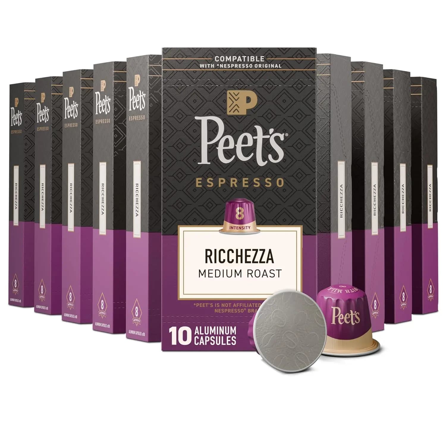 Capsule di Caffè Espresso Tostatura Media, Confezione da 100, Compatibili con Macchine Nespresso Original, Intensità 8, 100% Arabica