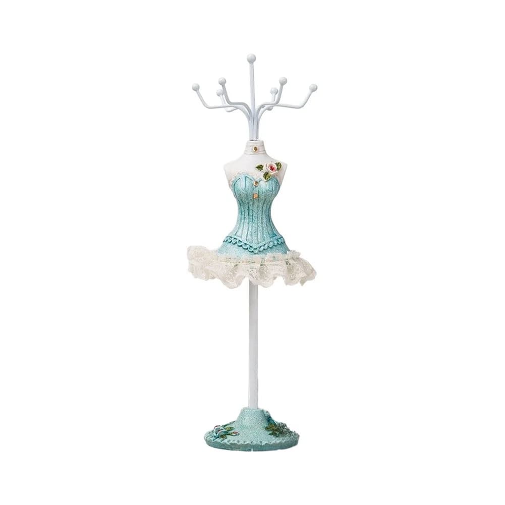 Stylish Turquoise Dress Shaped Jewelry Holder for Earrings Necklaces and Bracelets Home Vanity Decor Organizer