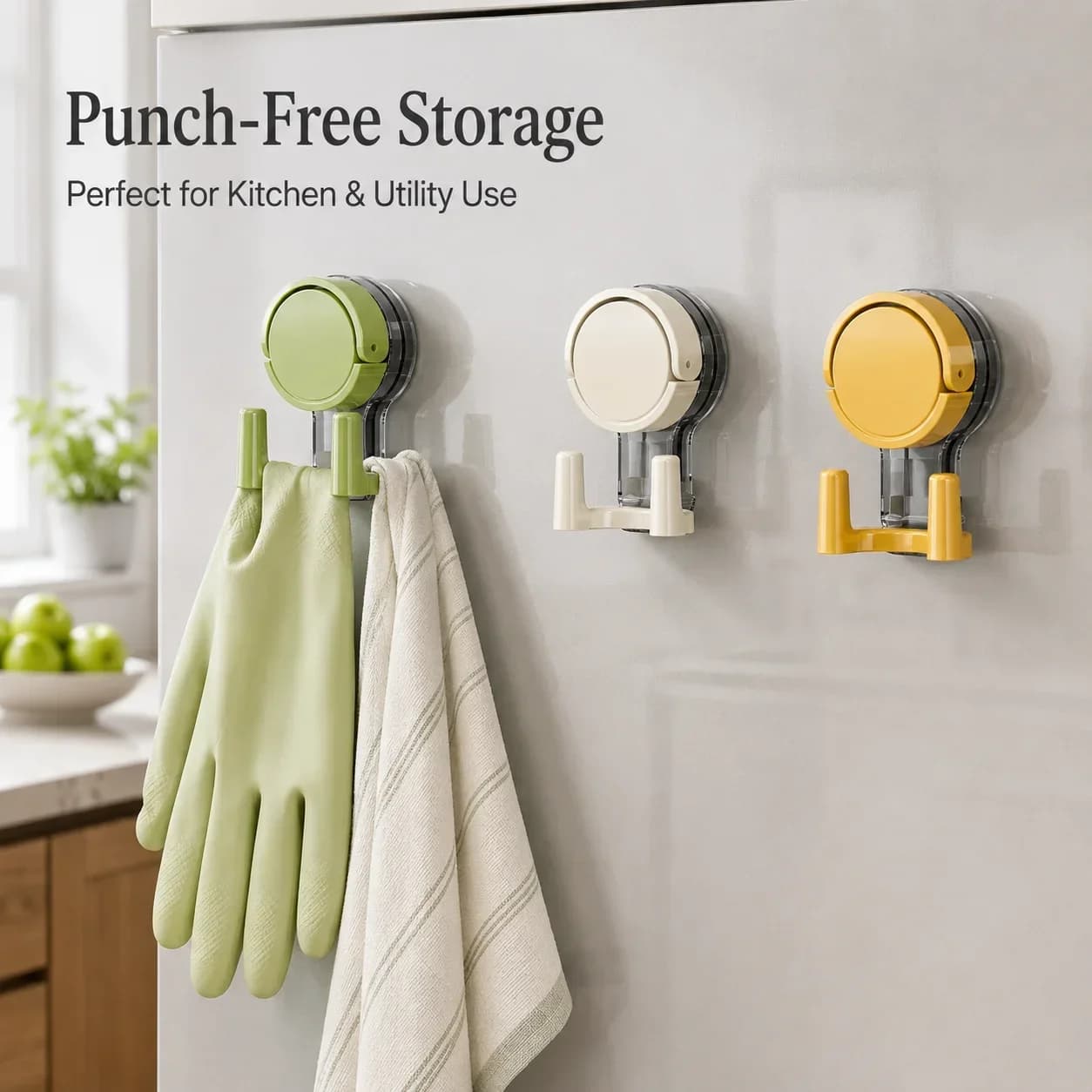 Vacuum Suction Cup Hooks, Strong No-Drill Wall Mounted Hangers with Locking Mechanism for Smooth Surfaces