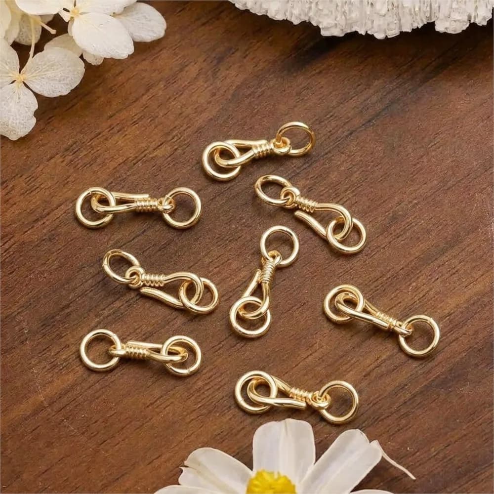 5/10 Pezzi Chiusure per Gioielli Placcate in Oro 14K per Collane e Bracciali, Accessori per Connettori e Ganci, Componenti per Creazione di Gioielli Fai-da-Te
