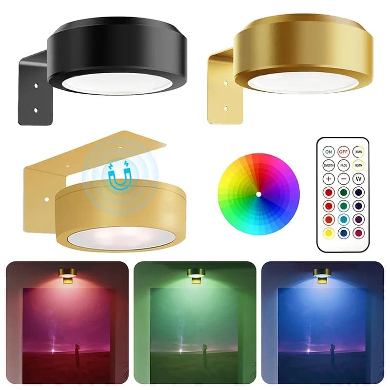 Confezione da 1/2 Lampade LED Magnetiche con Telecomando, Dimmerabili e con Timer, per Cornici, Quadri, Librerie, Armadi e Decorazioni Murali