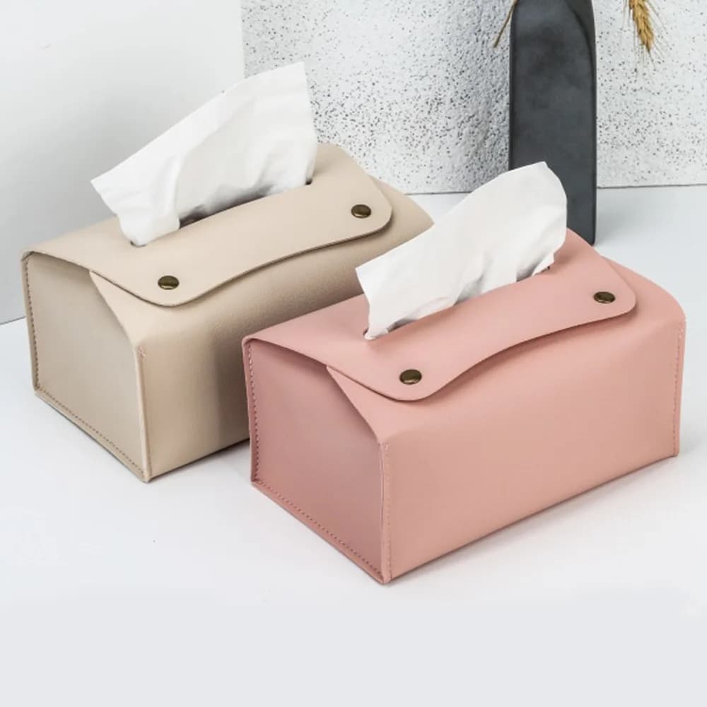 Tissue Bag PU Leather Napkin Holder Papers Box Home Office Living Room Container Waterproof Dustproof Storage Table Decoration