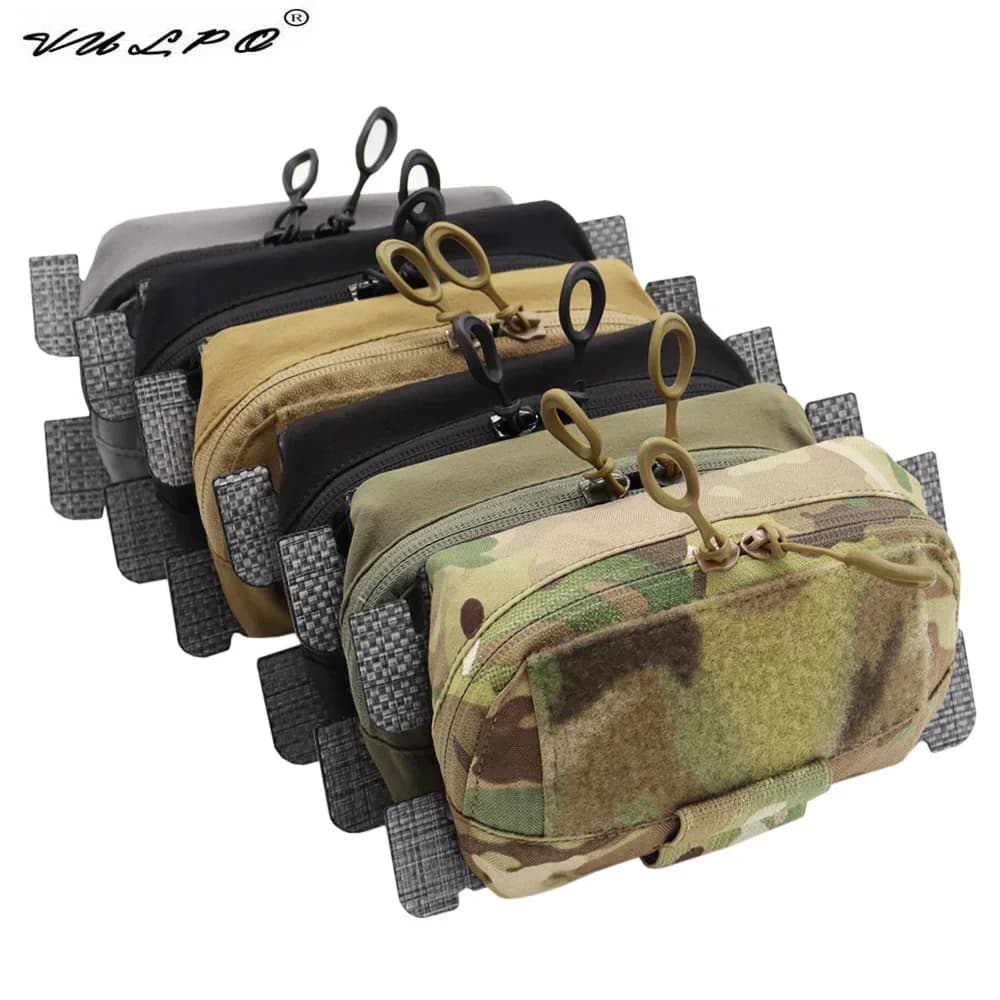 VULPO Gilet tattico Portapiatti MOLLE Adatta Admin Pannello Pouch Espansione toracica Borsa secondaria Utilità Mappa Pouch Caccia Airsoft Vest