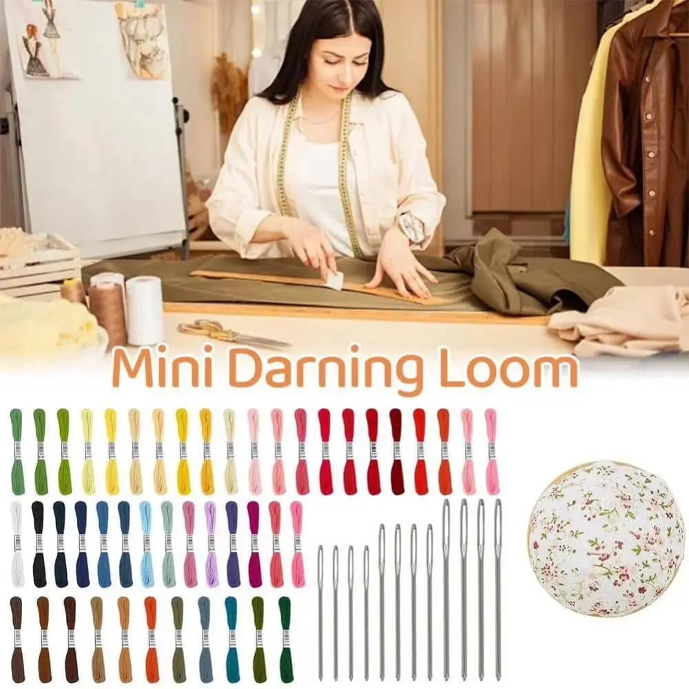 DIY Crafts Sock Darning Kit Weaving Loom Egg/Mushroom Shaped Knitting Patch Repairing Tool Portable Wooden Base