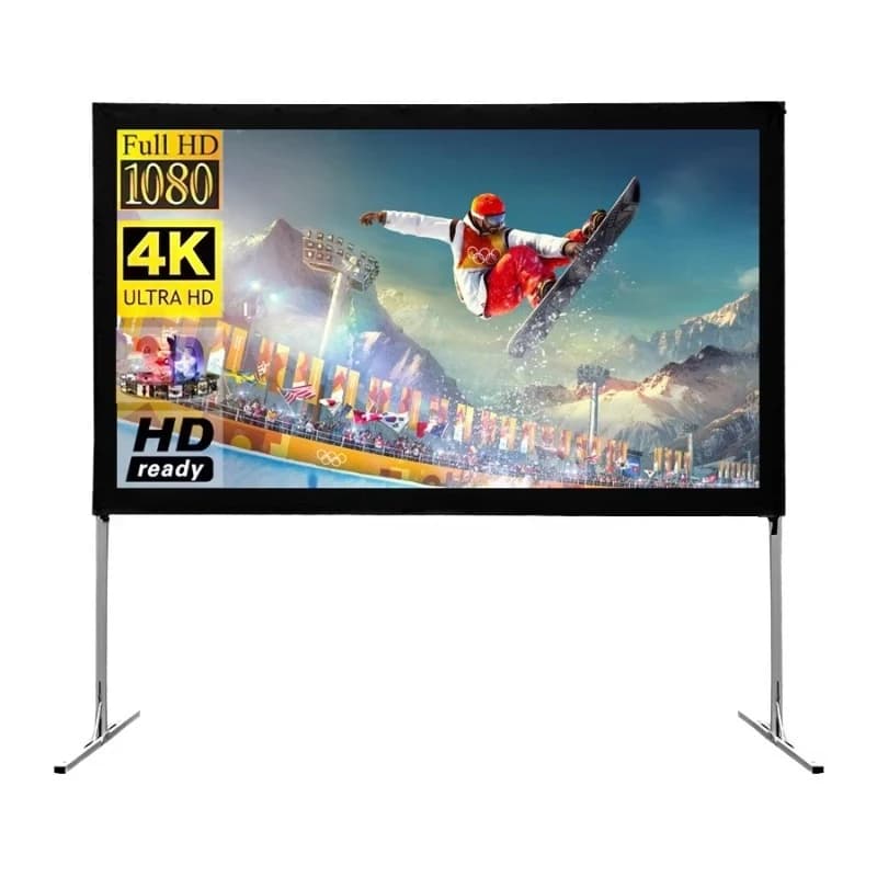 Schermo per Proiettore con Supporto 120 Pollici 16:9 4K 1080 HD PVC Pieghevole per Casa Ufficio Teatro Cinema