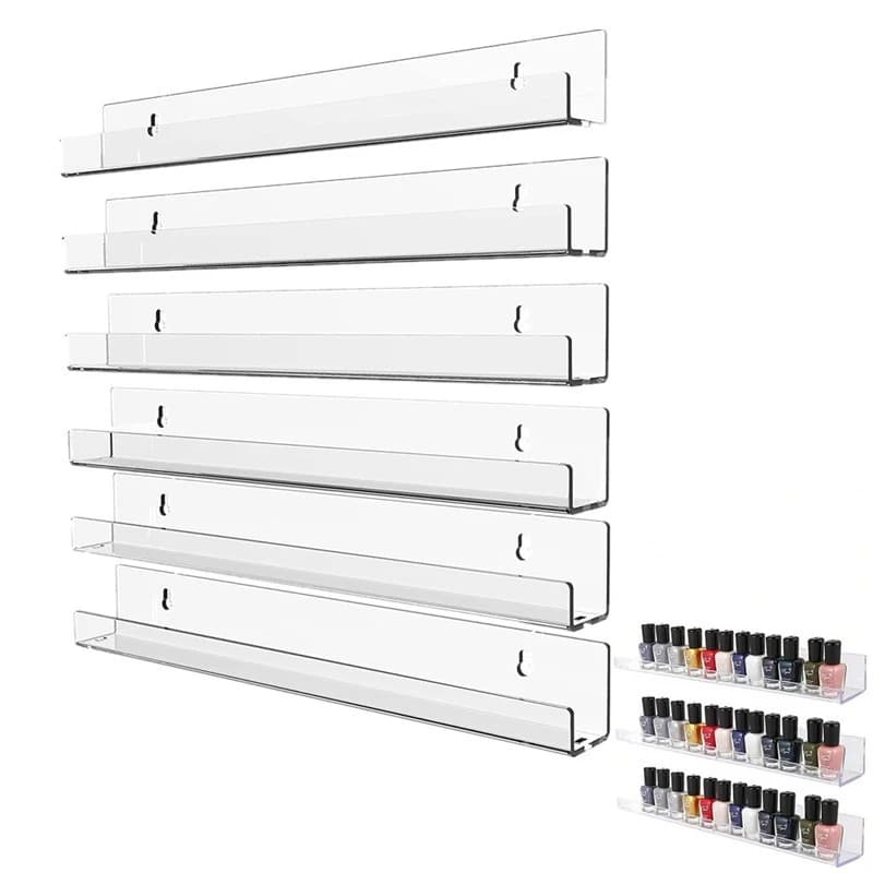 Acrylic Nail Polish Rack Wall Mounted Lipstick Nail Polish Bottle Holder Organizer Nail Paint Display Stand Shelf With Screws