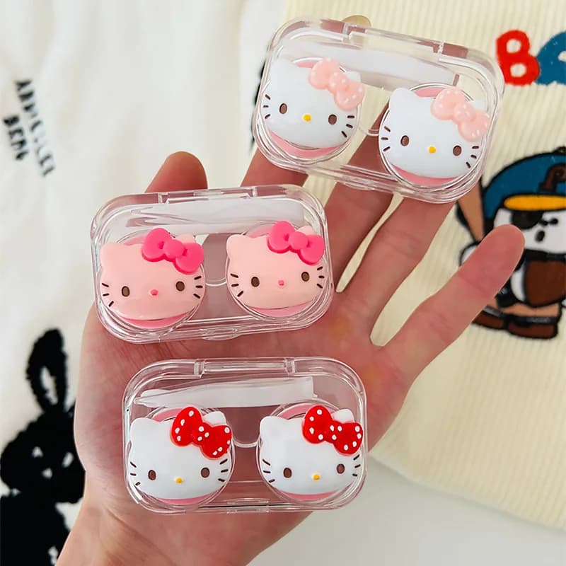 New Kitty Custodia per lenti a contatto Trasparente Cartoon Kawaii Custodia per lenti a contatto portatile miope Regali da viaggio per ragazze