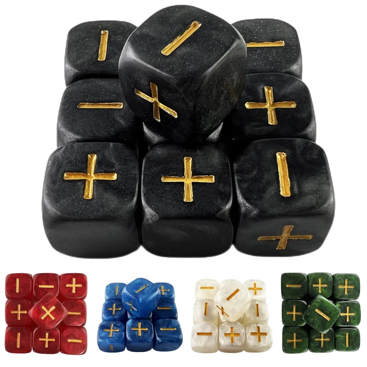 Dadi D6 personalizzati in resina di alta qualità, set da 10 pezzi con effetto perlato e simbolo dorato per giochi da tavolo Fate e Fudge