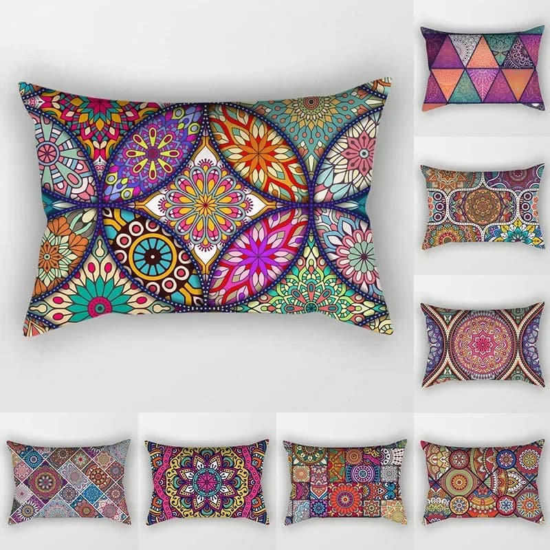 Rectangular mandala for the sofa bed with Vintage ethnic pattern