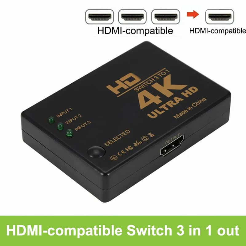 HDMI compatible switch Switcher 4K 3 in 1 output Full HD 1080P video cable Splitter 1x3 Hub Adapter Converter for TV Box HDTV PC