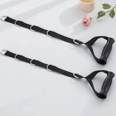 2Pcs Pull Strap Heavy Duty Exercise Handles Fitness Resistance Band Black for Strength Training Cable Machines Bicep Workout
