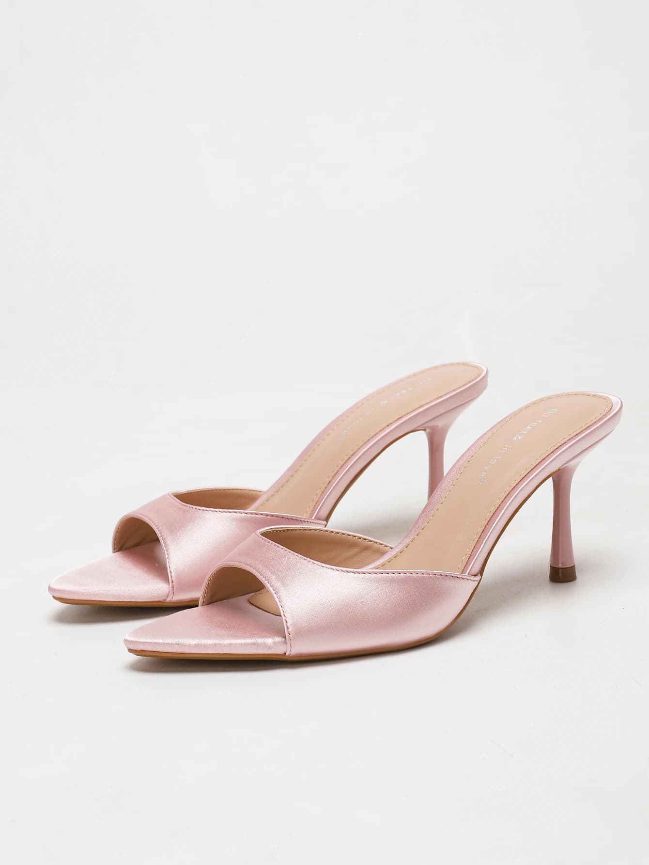 Mules da donna in raso con punta a stiletto, sandali con tacco aperti slip-on, scarpe eleganti comode senza calcanterino
