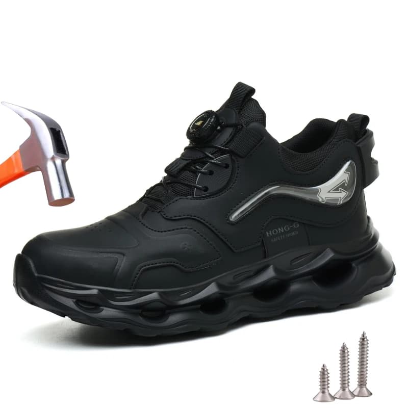 Scarpe Antinfortunistiche Impermeabili Uomo Donna, Stivali di Sicurezza Indistruttibili con Bottone Rotante, Sneakers da Lavoro con Punta in Acciaio