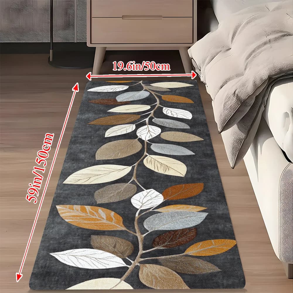 VIKAMA Modello a foglia Tappeto da cucina grigio sfumato Zerbino Tappetino di benvenuto Tappeto runner Tappeto invernale per camera da letto Tappeto caldo per soggiorno