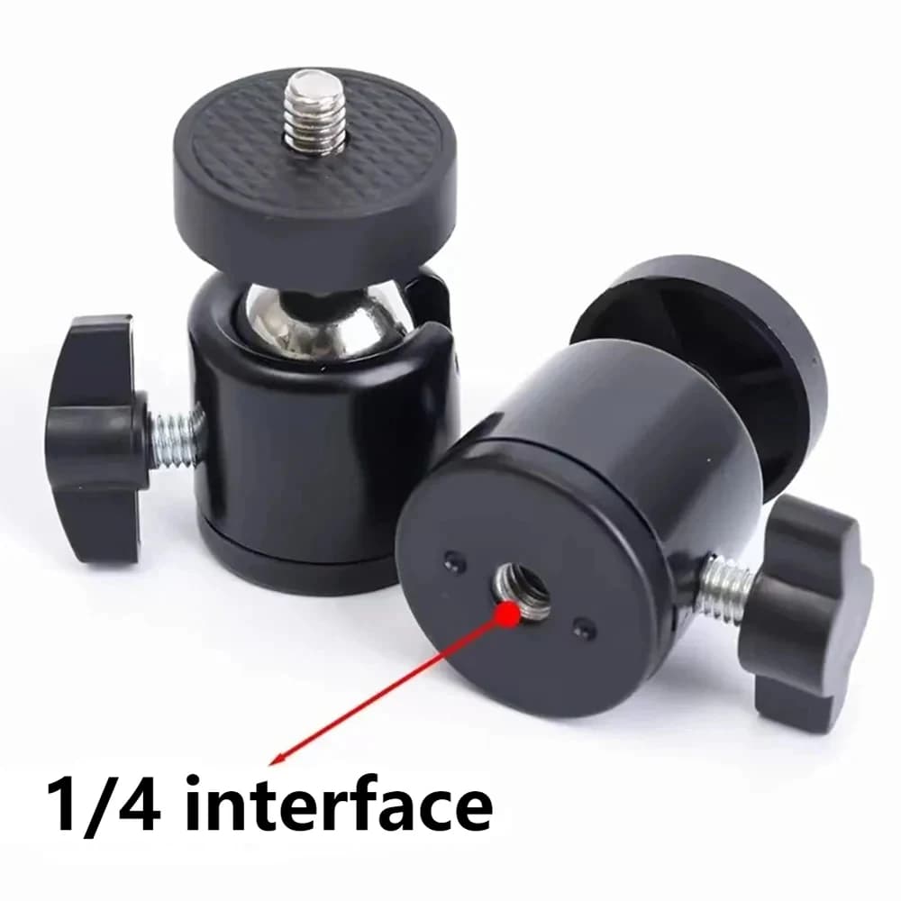 Aluminum Alloy Phone Holder with 360° Rotation Ball Head Non-Slip Cushion & 1/4" Screw for Camera Tripod Mount Accessories