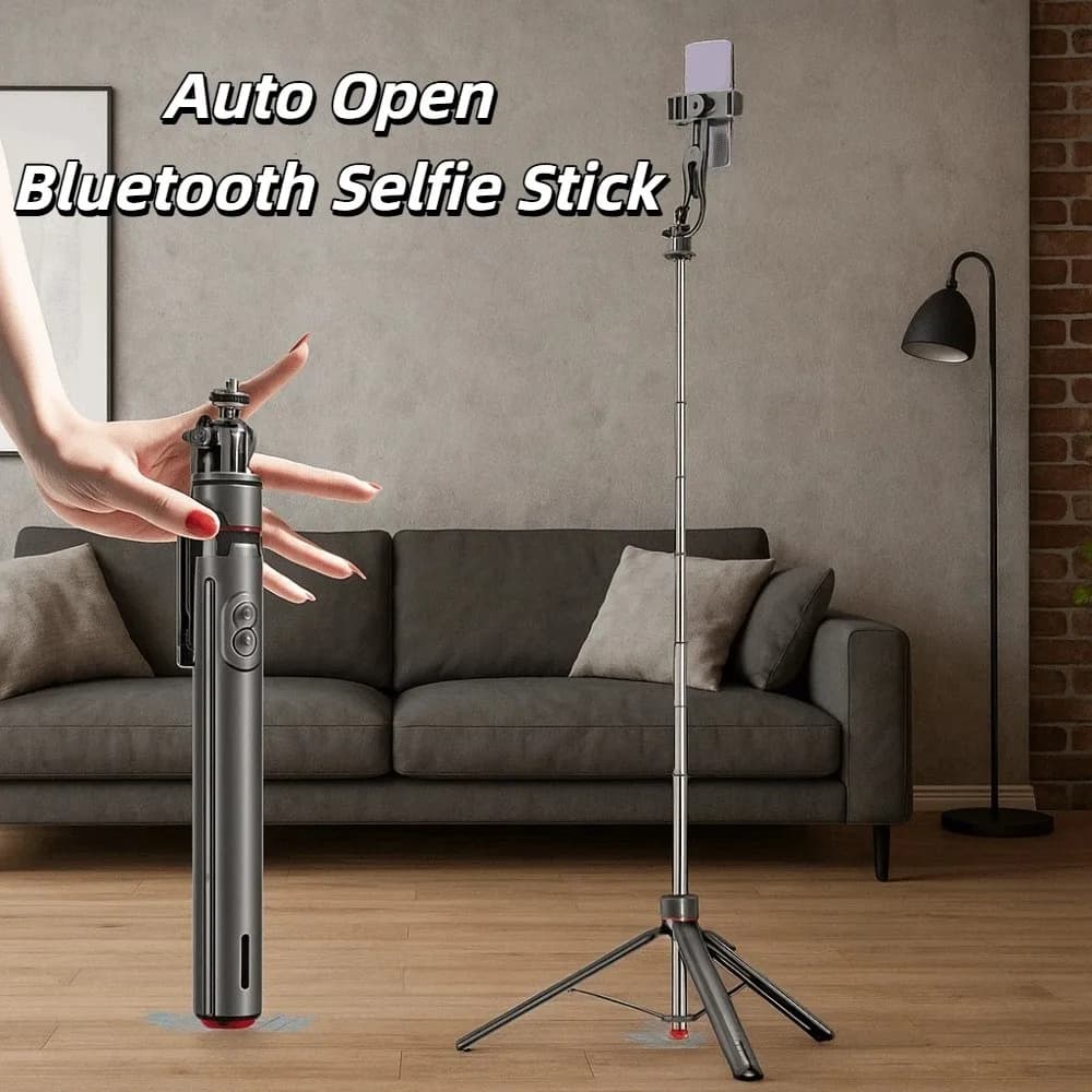 Bastone selfie telescopico con apertura automatica Treppiede da 1,75 M Bastone selfie Bluetooth Bastone selfie portatile portatile Supporto Fotografia Vlog