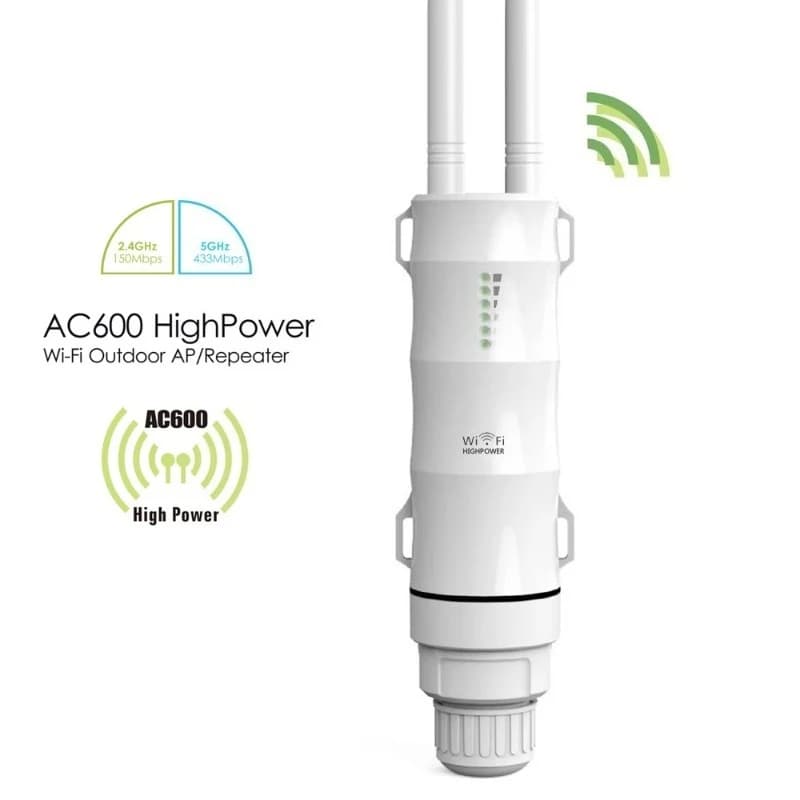 High Power Outdoor WiFi Repeater AP 2.4G 5G Dual Band AC600 WiFi Coverage Booster