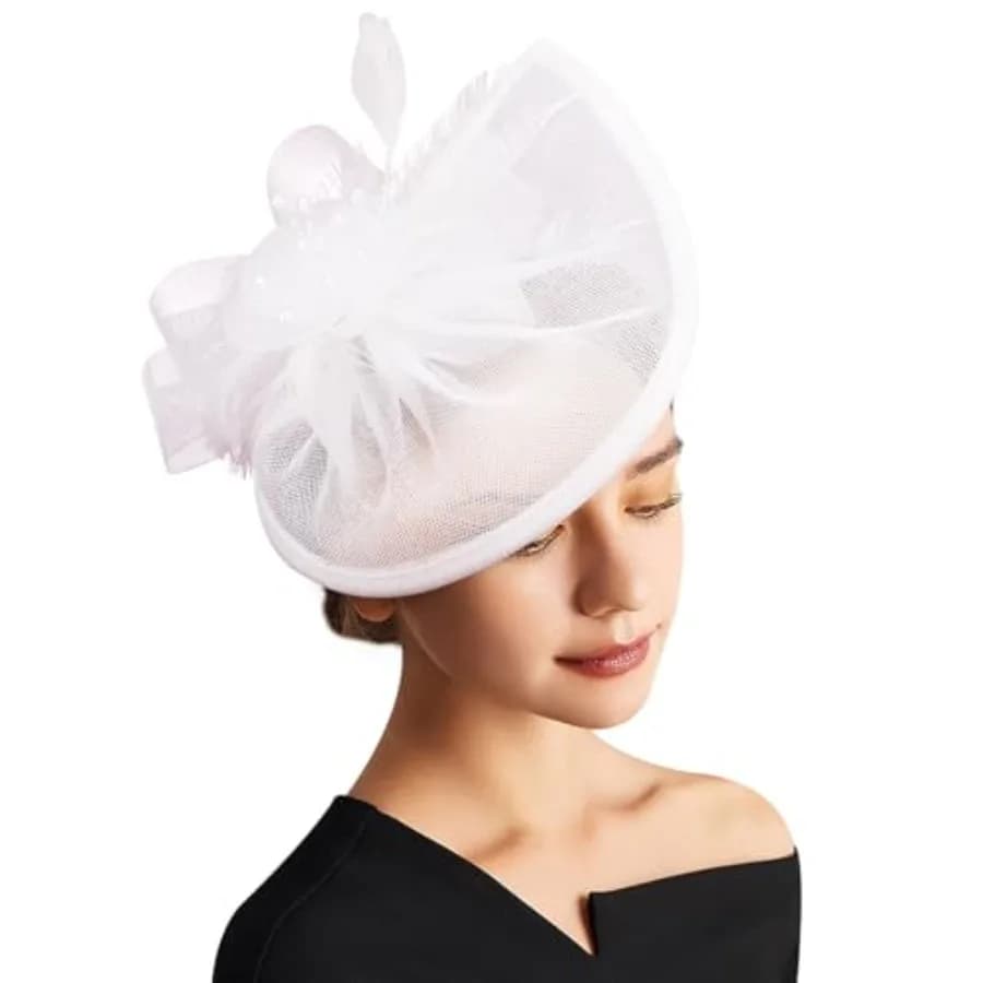 DRESHOW Women Fascinator Hats Tea Party Hat Vintage Pillbox Hat Headband for Cocktail
